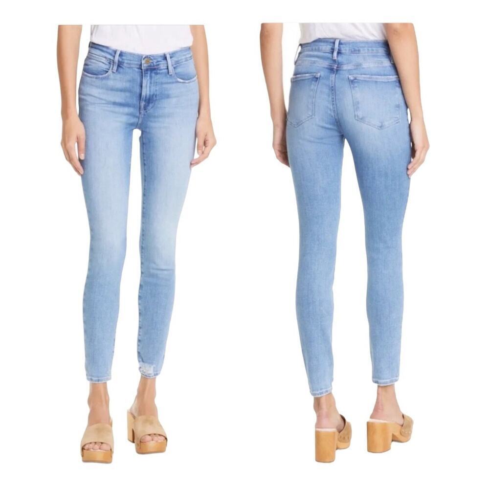 Frame Le High Skinny Jeans in Hidalgo Chew Wash Size 30 Mid Rise Stretch Denim